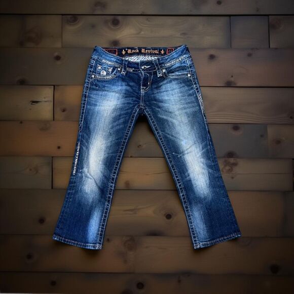Rock Revival Mid Rise Céline Easy Capri Jeans Size 27 #69 - Picture 1 of 5